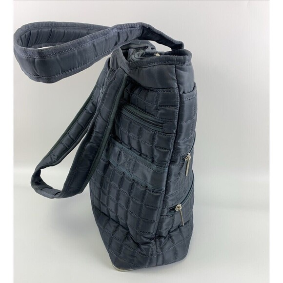 Lug Taxicab Tote Bag Gray Quilted Purse Zip Travel Pockets Large Purse Bag - Picture 4 of 16